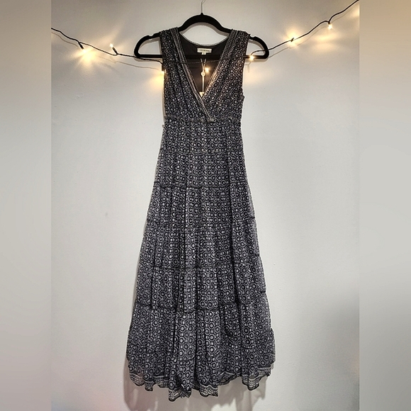 🖤 SOLD ON EBAY 🖤 Max Studio Sleeveless Floral Ruffle Midi Dress Medium - Picture 3 of 6